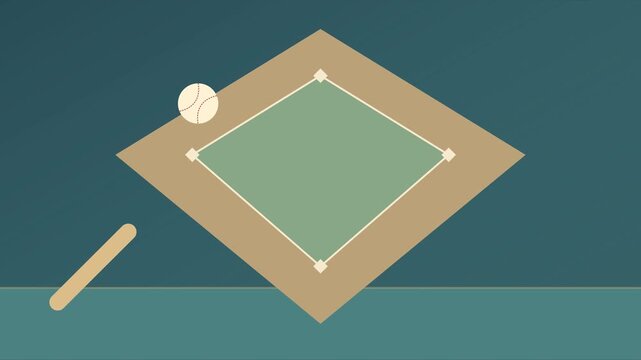 Ballon de baseball traversant un terrain avec batte en bois