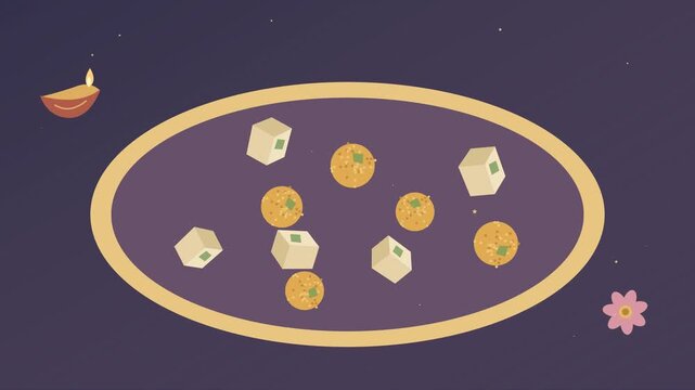 Assortiment de douceurs indiennes de Diwali sur un plateau d&eacute;coratif