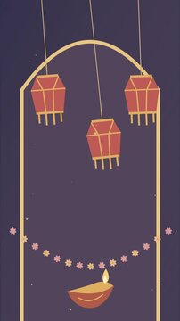 Entr&eacute;e festive avec lanternes en papier et guirlandes de fleurs de souci