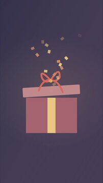 Coffret cadeau festif aux couleurs pr&eacute;cieuses avec confettis flottants
