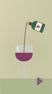Vin rouge vers&eacute; dans un verre depuis une bouteille sans marque