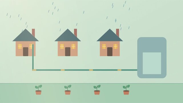 R&eacute;cup&eacute;ration des eaux de pluie depuis les toits vers une citerne et un jardin