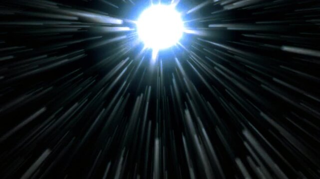 Bright glowing light streaks moving rapidly in space video animation
