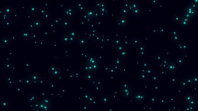 Blue particles animation drifts across a deep dark navy plane. Glowing stardust nodes float along this blue particles animation. Abstract technology visual depth defines particles animation.