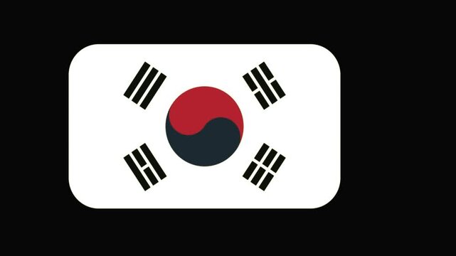 South Korea flag icon displays a Taegeuk symbol on a black background.