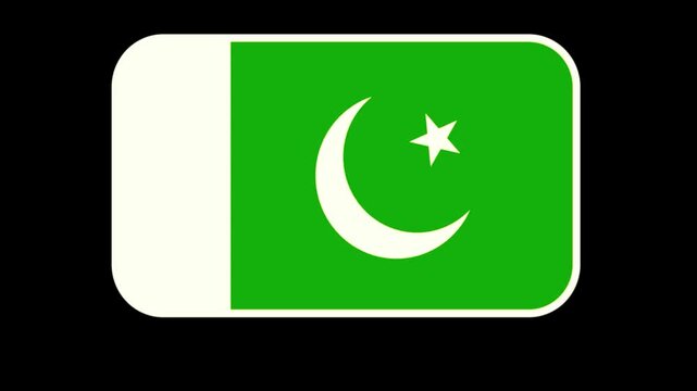 Pakistan flag is rendered with rounded corners over a solid black background.