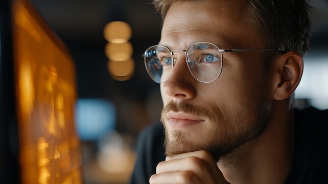 A young entrepreneur focused on a holographic business data d aedbcaabdaff digital illustration image graphic for professional design presentations ma