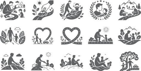 Fototapeta premium Family spending time outdoors on road trip adventures, father and child enjoying nature.