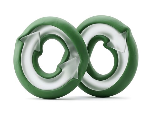 Circular Economy Recycle Infinity Sign Cute Modern 3D, Symbol Of Sustainability Green Ecology Zero Waste Renewable Loop Biodiversity Environmental Protection Renewable Energy Eco Friendly