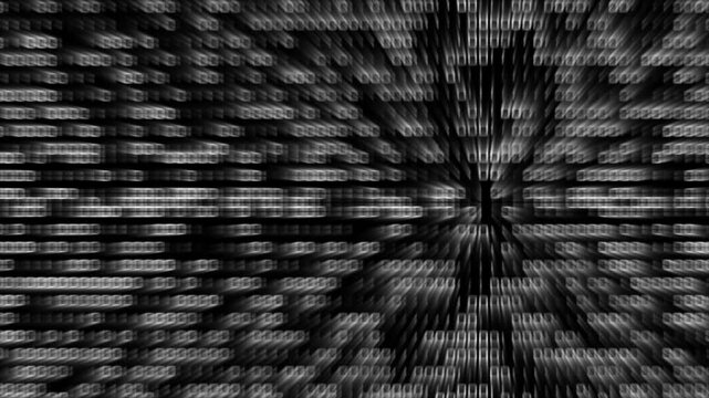 Binary code matrix animation zooms on green numbers. Computer programming streams on binary code matrix animation. Cybersecurity data infrastructure powers this code matrix.