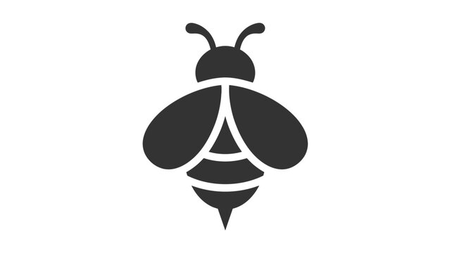 Minimalist black bee icon vector illustration showing a simple flat insect design for modern graphic projects