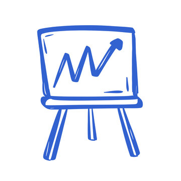 Hand drawn blue presentation flipchart graph icon