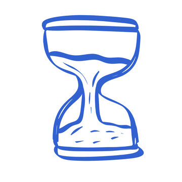 Hand drawn blue hourglass vector icon