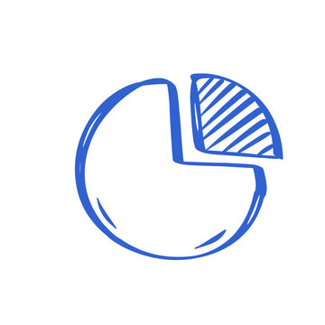 Hand drawn blue pie chart vector icon