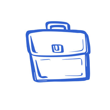 Hand drawn blue briefcase vector icon