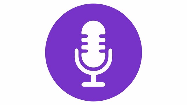Microphone icon vector illustration on purple background, podcast and audio recording design element
