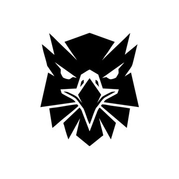 Stylized geometric eagle head logo in black silhouette with geometric silhouette predator abstract minimalist strength