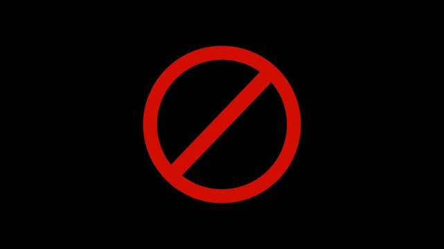 Red sign stop, cross, x, ban, cancel, prohibited icon animation on white background.Animation of 4k video.