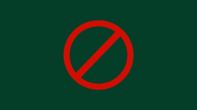 Red sign stop, cross, x, ban, cancel, prohibited icon animation on white background.Animation of 4k video.