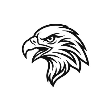 Eagle head side profile illustration with open beak predator silhouette illustration strength heraldic minimalist isolated