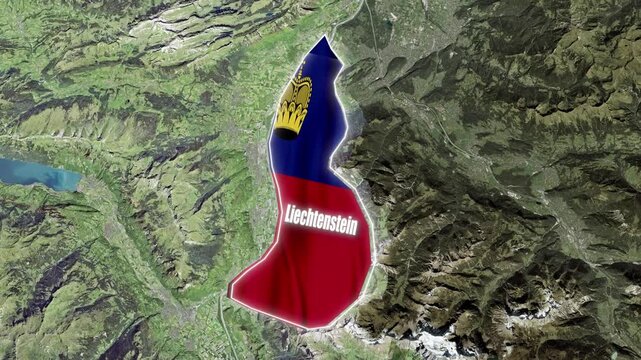 Liechtenstein 4K 3D Map Animation with National Flag and Detailed Geographic Borders
