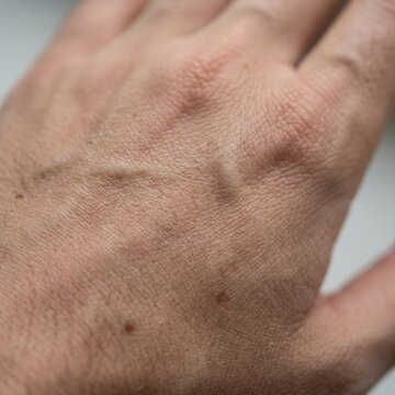 Close Up Macro View Of Human Hand Showing Veins And Skin Texture