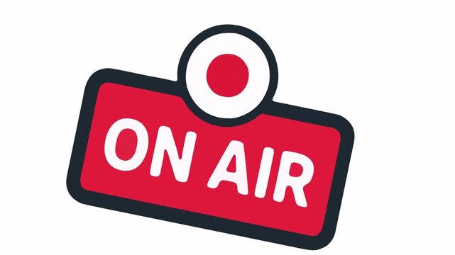 On air hanging sign with warning light vector illustration, studio broadcast and recording design element