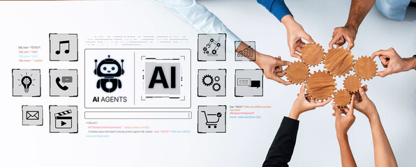 Obraz premium AI agents help developers automate code tasks, testing and deployment pipelines. AI improves velocity, supports debugging, and standardizes workflows. Corpus