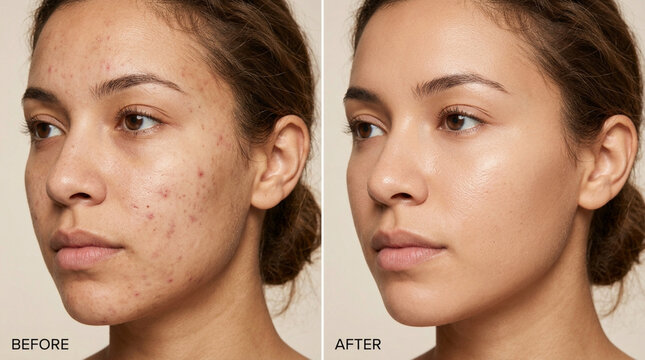 Woman's Skin Transformation: Before and After Acne Treatment