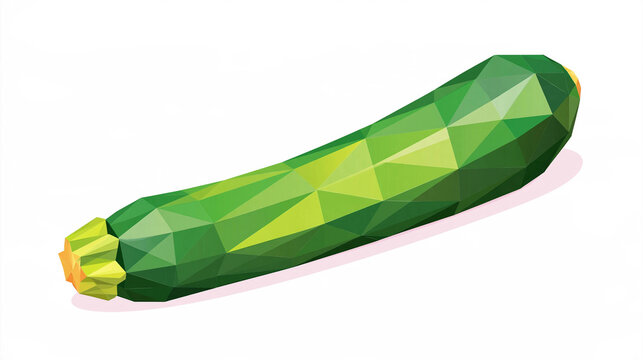 Green Zucchini In Faceted Low Poly Style