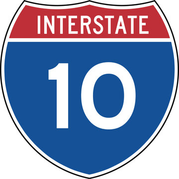 Interstate 10 Shield Badge US Highway Marker Sign Red Blue