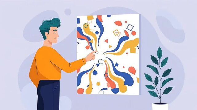 Creative Animator Designing Abstract Geometric Artworks on Digital Canvas