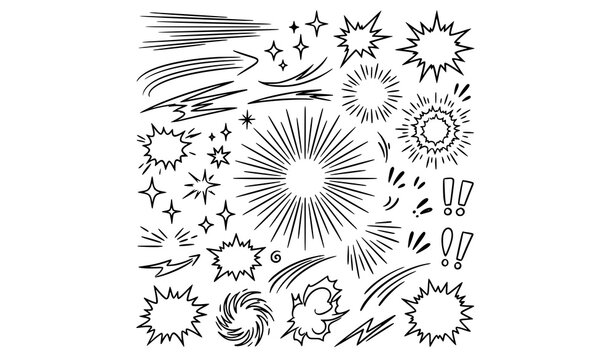 Manga Comic Movement Effects Hand Drawn Vector Elements
