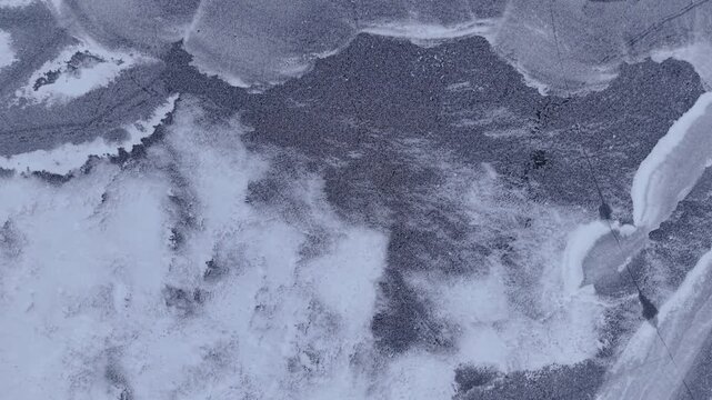 Winter landscape of the frozen lake in Poland.