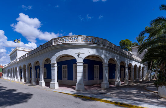 Colourful historic buildings in the spa town of Fortuna, Los Ba&ntilde;os de Fortuna, Region of Murcia (Spain)