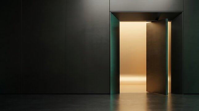 An open doorway beckons promising mystery and a transition to an unknown brighter space. JPEG