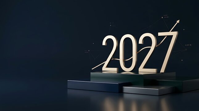 A dramatic and elegant new year's celebration focused on the year two thousand and twenty seven. JPEG