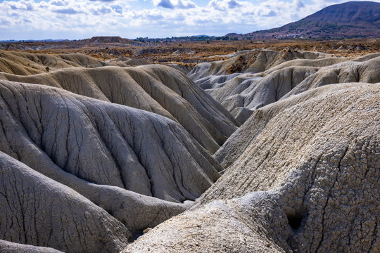 A spectacular view of the barren lands of the Abanilla Desert, Region of Murcia (Spain)