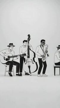 Jazz Quartet with Guitar Bass Saxophone and Piano