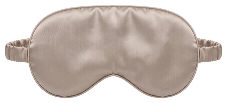 Beige padded sleep eye mask on transparent background