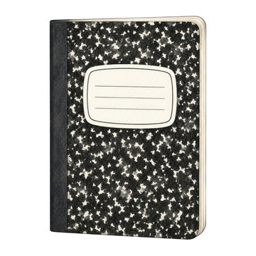 Classic Black and White Marble Composition Notebook Isolated on White