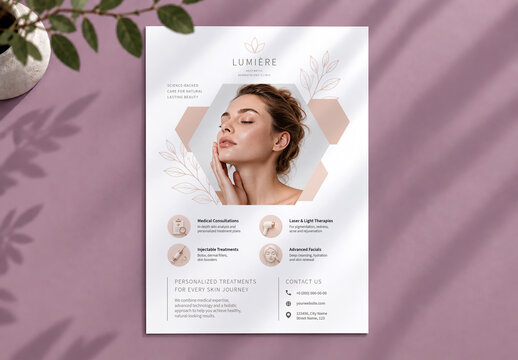 Aesthetic Dermatology & Skincare Clinic A4 Poster & Flyer Template