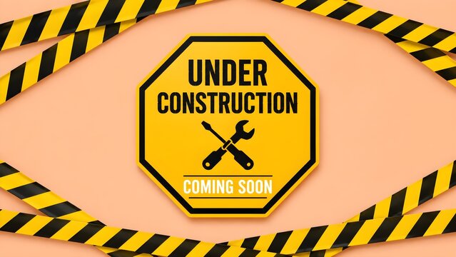 Under construction sign concept representing website development, business launch, project progress, maintenance, updates, and preparation for future digital services