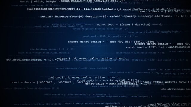 Computer Programming Code Animated Blue Lines Background for Software Development