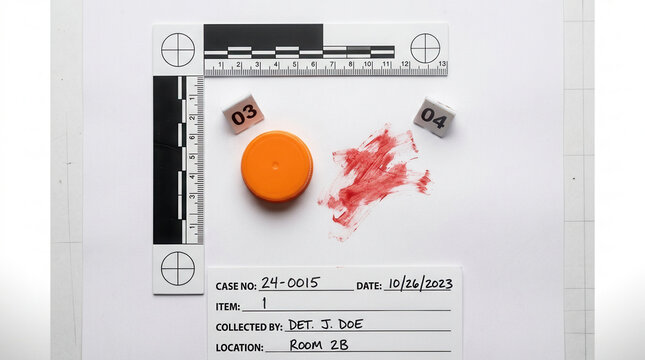 Crime Scene Evidence Forensic Blood Sample And Marker For Investigation