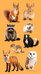 Fototapeta premium Animals in Autumn element set