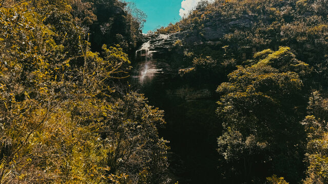 Cachoeira dos Gatos waterfall in Ibicoara, Chapada Diamantina, Bahia, Brazil