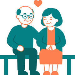 Fototapeta premium Happy senior man and woman sharing a romantic moment while resting on a park bench representing retirement life and eternal devotion