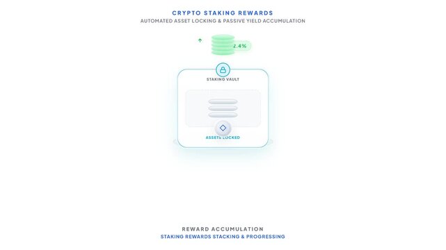 Crypto Staking Rewards and Automated Digital Asset Yield Accumulation Motion Video