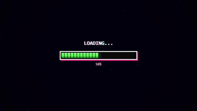 Digital Loading Bar Progress Indicator with Percentage on Dark Background